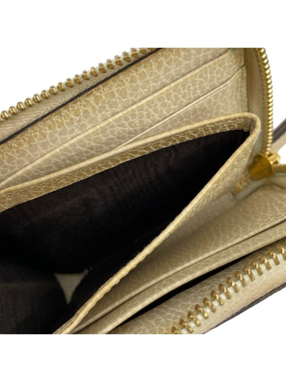 Gucci Wallet GG Plus Supreme White Beige Dark Brown L-shaped Zipper Leather - Picture 4 of 8